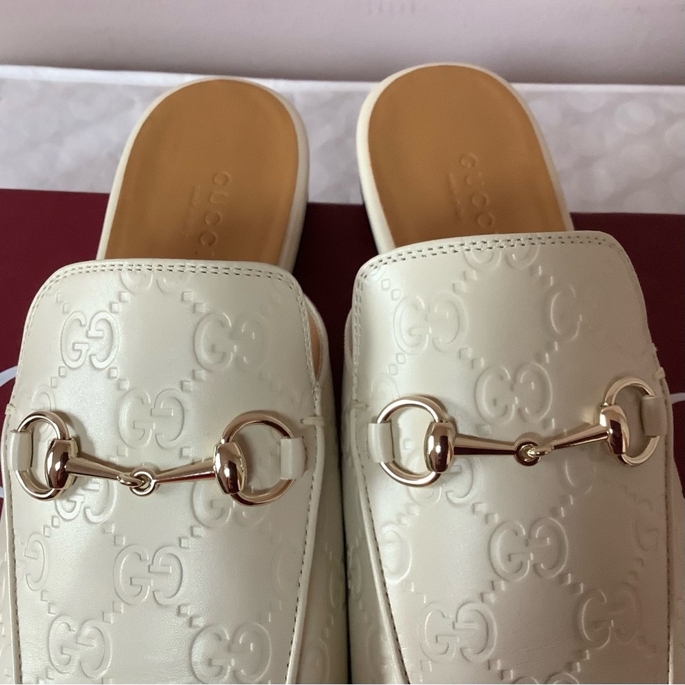 BNIB Gucci Princetown Horsebit GG Embossed Mule Slide Sandals Flat Loafers Shoes - Picture 8 of 13